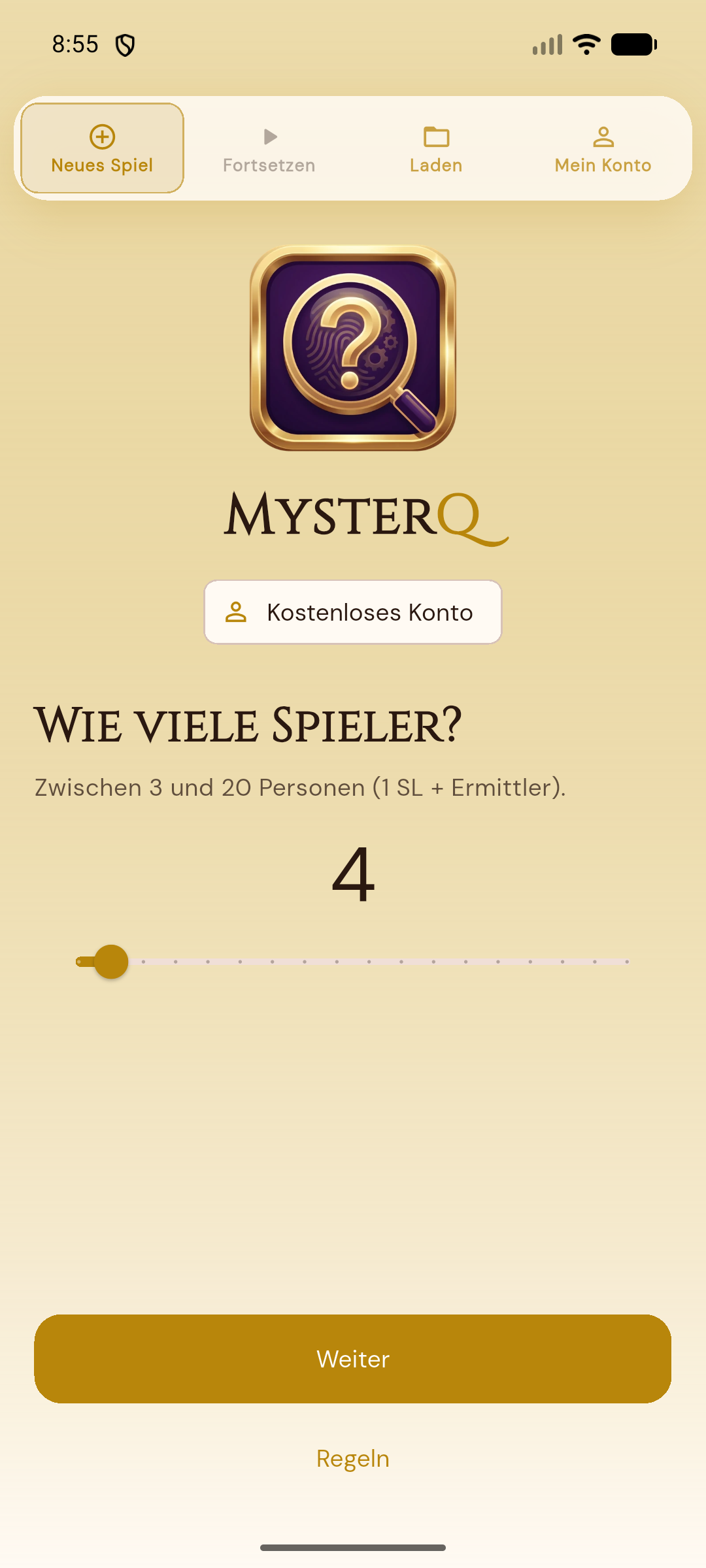 Neue Partie — Spielerzahl