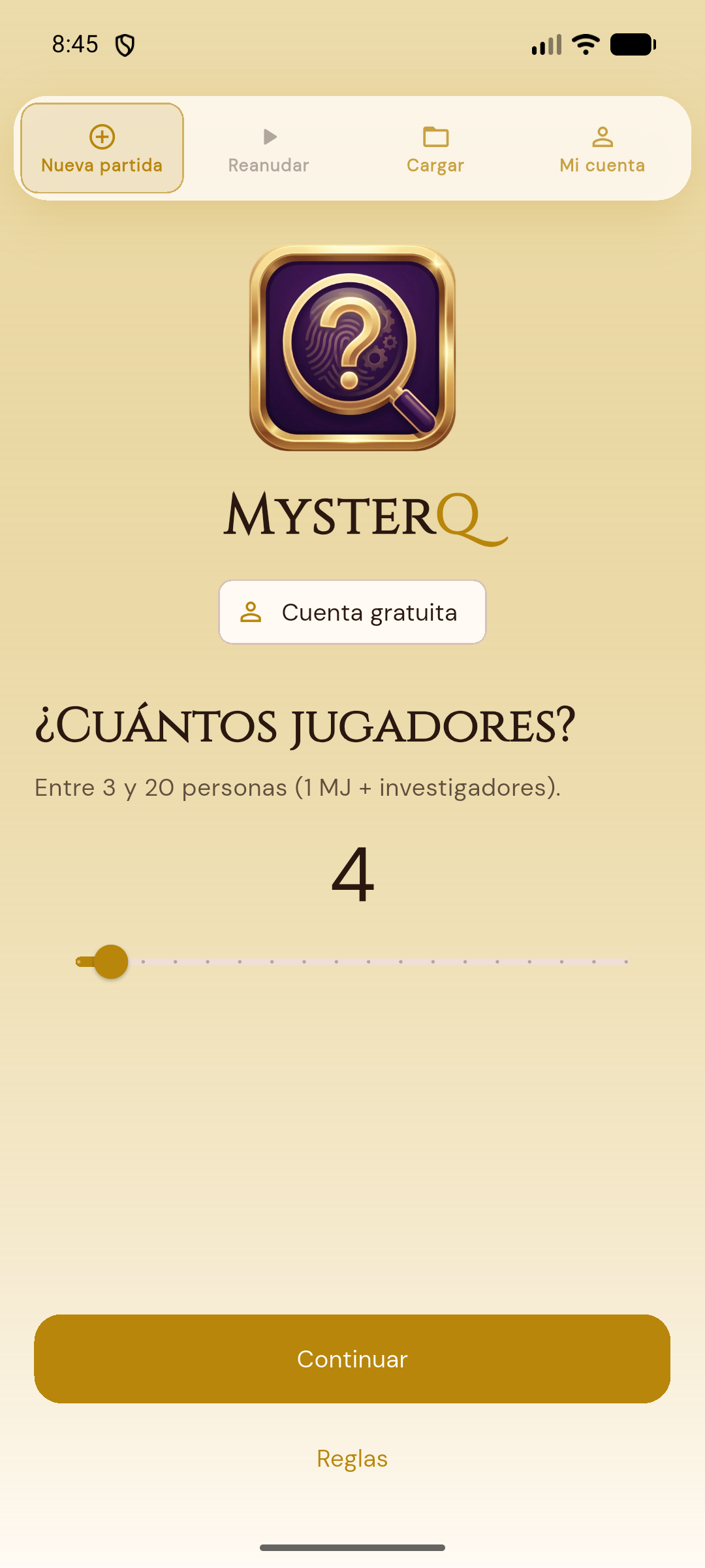 Nueva partida — jugadores