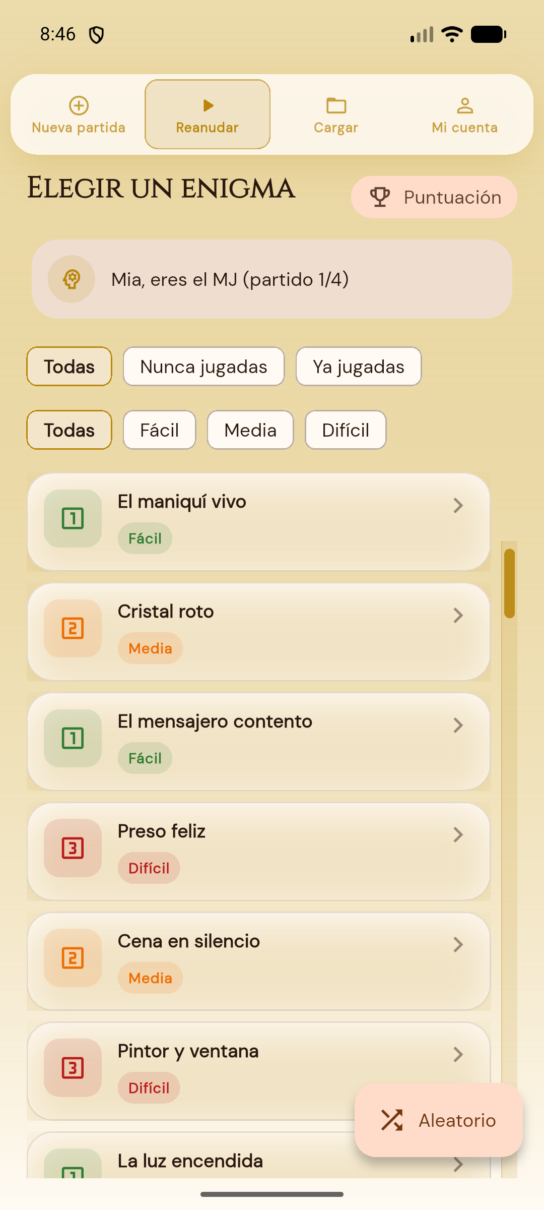 Catálogo de enigmas