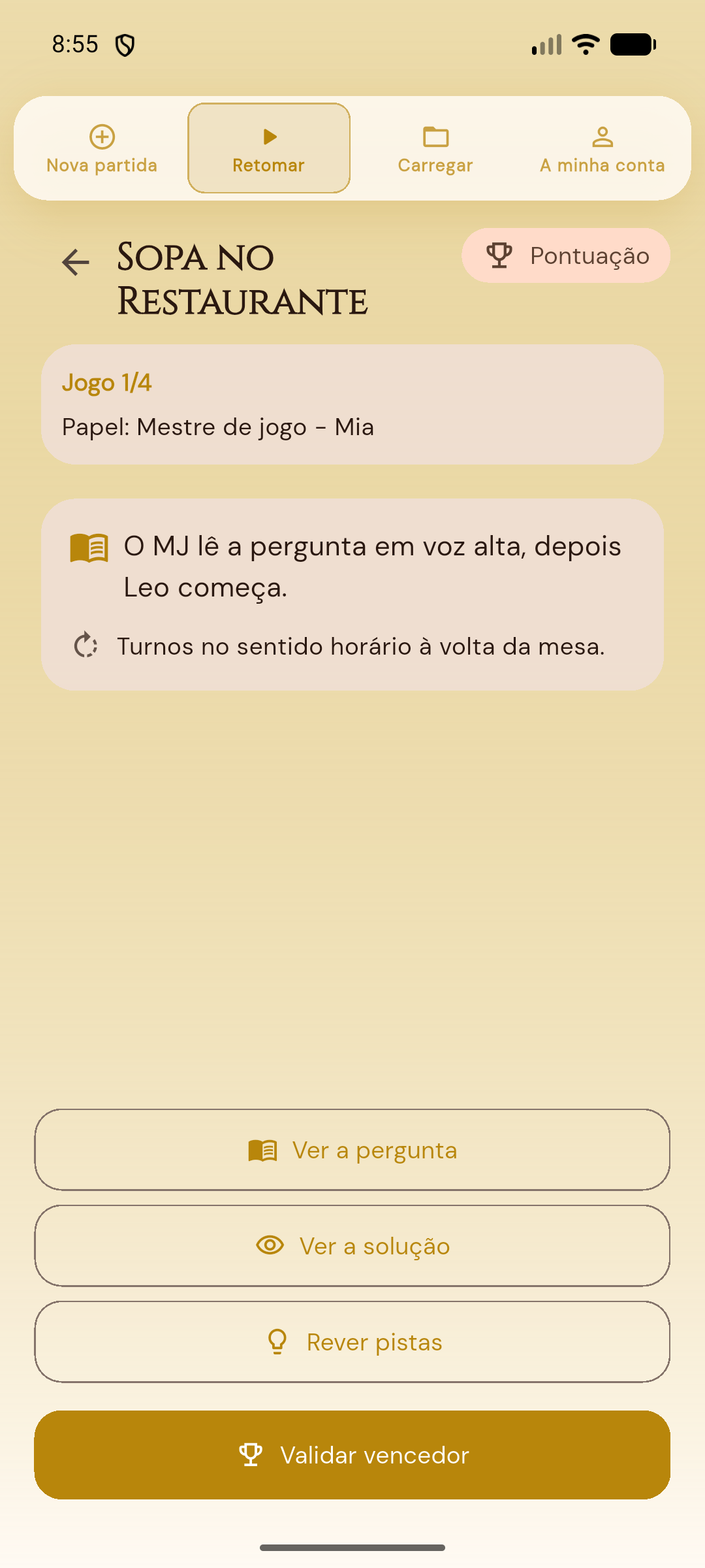 Hub do Mestre de jogo